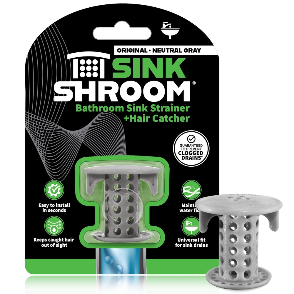 SinkShroom Revolutionary Sink Drain Protector and Hair Catcher - Gray