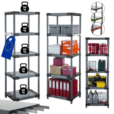 MODO24 Tytan Reinforced Plastic Shelving Unit, 180 x 70 x 46 cm, 5 Shelves, 160 kg