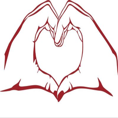 CLICKANDPRINT Wall Decal Hands Forming a Heart, 90 x 37.5 cm, Dark Red