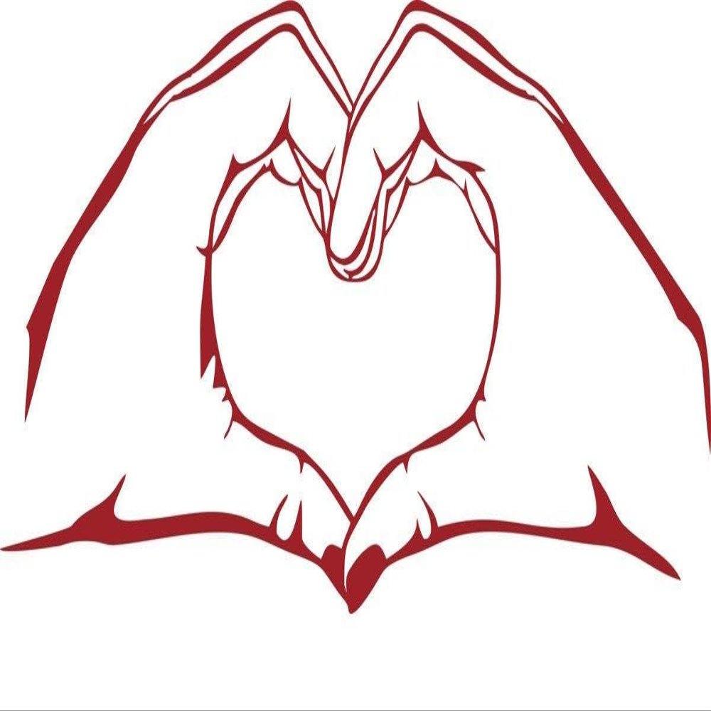 CLICKANDPRINT Wall Decal Hands Forming a Heart, 90 x 37.5 cm, Dark Red