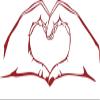 CLICKANDPRINT Wall Decal Hands Forming a Heart, 90 x 37.5 cm, Dark Red view 1