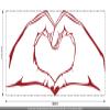 CLICKANDPRINT Wall Decal Hands Forming a Heart, 90 x 37.5 cm, Dark Red view 3