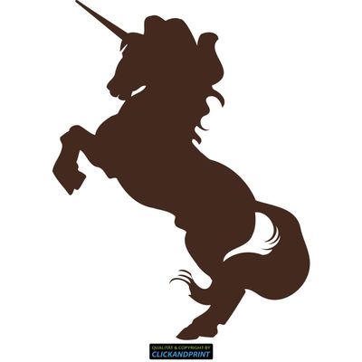 CLICKANDPRINT Reflective Unicorn Sticker, 100 x 71.2 cm, Brown
