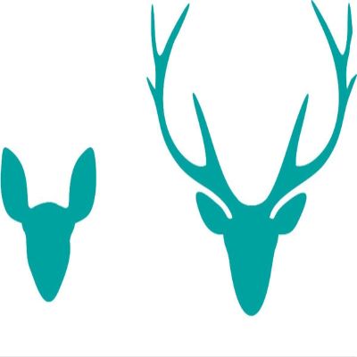 CLICKANDPRINT WC Deer & Stag Sticker, 20 x 10.3 cm, Turquoise