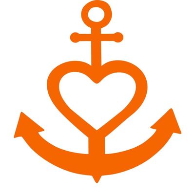 CLICKANDPRINT Heart-Shaped Anchor Sticker, 80 x 68.8 cm, Pastel Orange