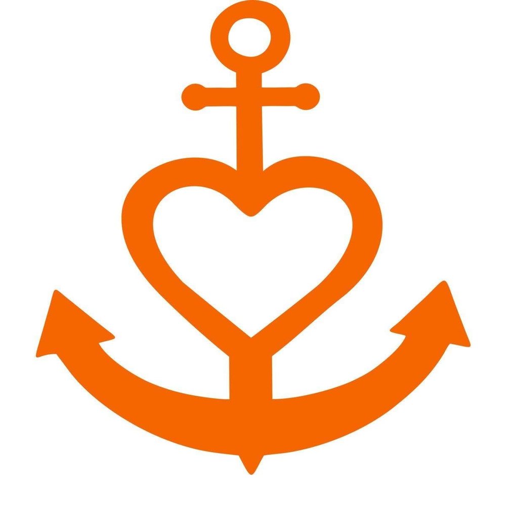 CLICKANDPRINT Heart-Shaped Anchor Sticker, 80 x 68.8 cm, Pastel Orange