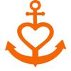 CLICKANDPRINT Heart-Shaped Anchor Sticker, 80 x 68.8 cm, Pastel Orange view 1