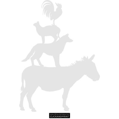 CLICKANDPRINT The Bremen Town Musicians Sticker, 40 x 27.2 cm, Coarse Silver Frosted Glass Effect
