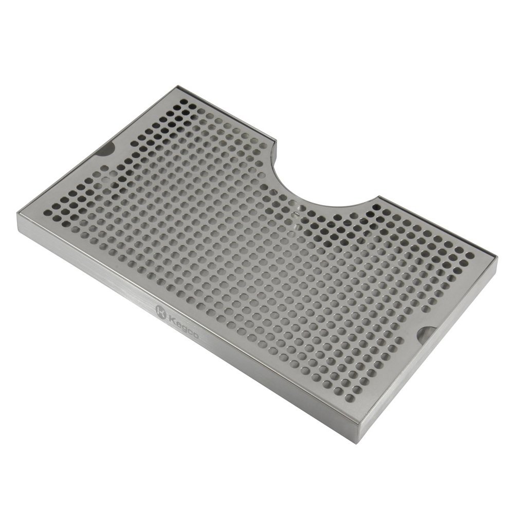 Kegco SECO-1610 Surface-Mount Drip Tray, 3 in. Column Cutout, Stainless Steel, No Drain