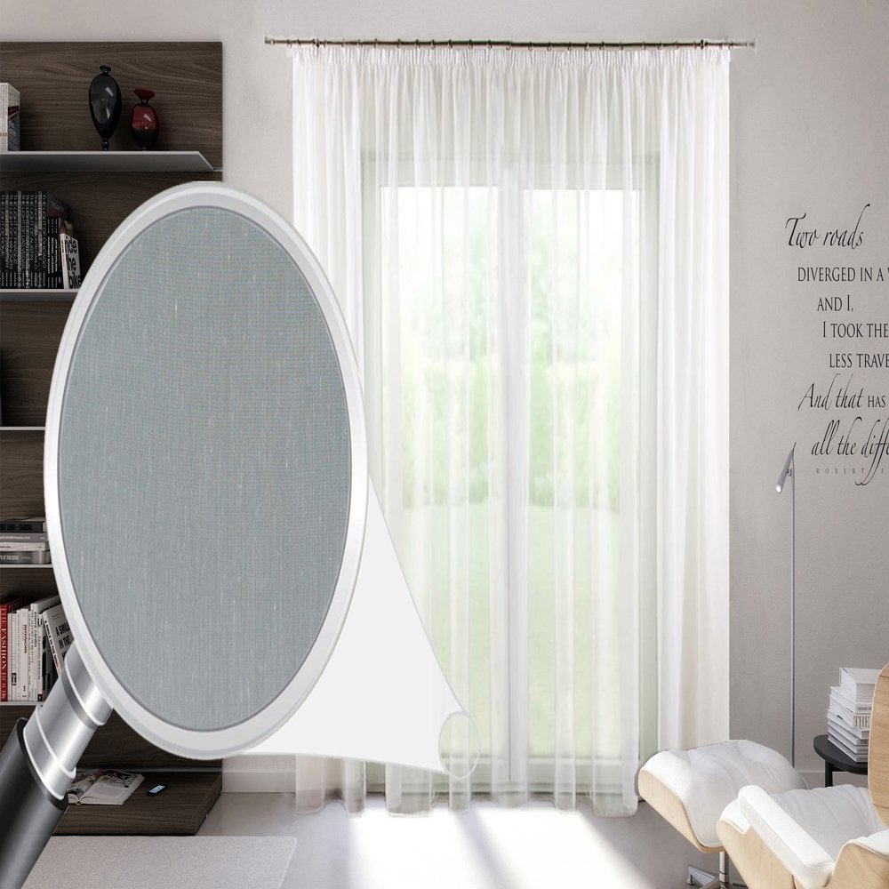 Sun World Made-to-Measure White Batiste Sheer Curtain with Lead Weight and Gather Tape, 275 x 150 cm (H x W)