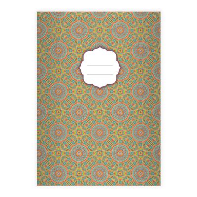 Kartenkaufrausch 16-Sheet DIN A5 Primary School Notebook, Boho Ethnic Circle Pattern, Colorful Contrast Ruling 1