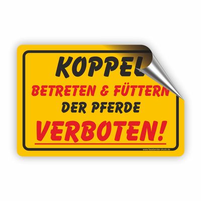 KOPPEL No Entry or Feeding the Horses Sign - D-055 (30 x 20 cm Sticker)