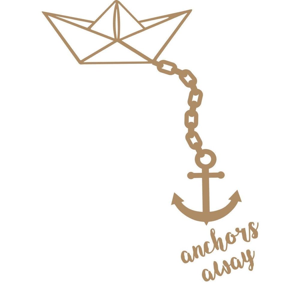 CLICKANDPRINT Paper Boat with Anchor Wall Sticker, 140 x 101.1 cm, Light Brown