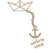 CLICKANDPRINT Paper Boat with Anchor Wall Sticker, 140 x 101.1 cm, Light Brown view 1