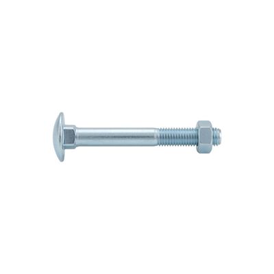 DIN 603 Zinc-Plated Steel Carriage Bolts with Square Neck and Hex Nuts, M8 × 110 mm, 100 pcs.