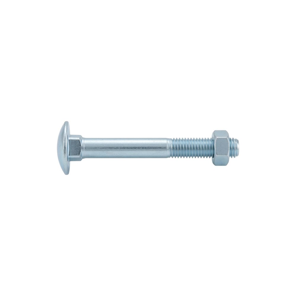 DIN 603 Zinc-Plated Steel Carriage Bolts with Square Neck and Hex Nuts, M8 × 110 mm, 100 pcs.