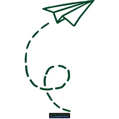 CLICKANDPRINT Paper Airplane Sticker, 140 x 82 cm, Dark Green
