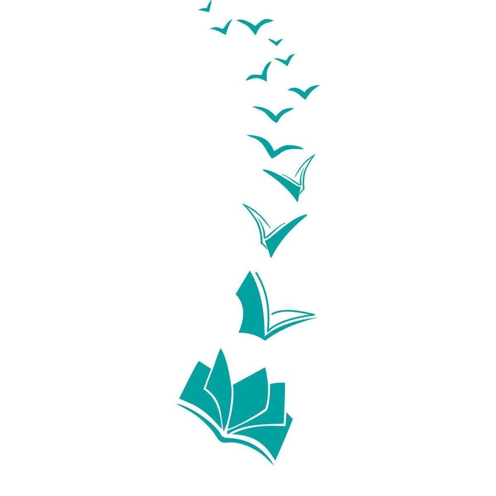 CLICKANDPRINT Flying Books Wall Decal, 210 x 60.9 cm, Turquoise