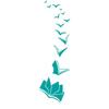 CLICKANDPRINT Flying Books Wall Decal, 210 x 60.9 cm, Turquoise view 1
