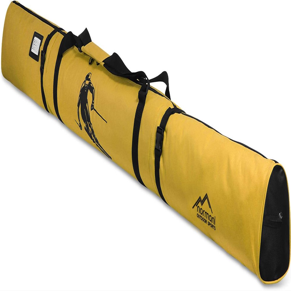 Ski Bag for 170 cm and 200 cm Skis, Yellow, 200 cm