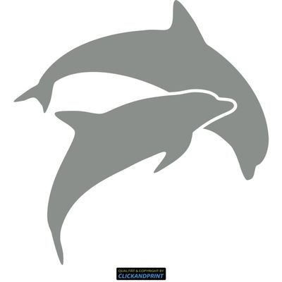 CLICKANDPRINT Jumping Dolphins Sticker, 60 x 54.3 cm, Medium Gray