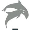 CLICKANDPRINT Jumping Dolphins Sticker, 60 x 54.3 cm, Medium Gray view 1