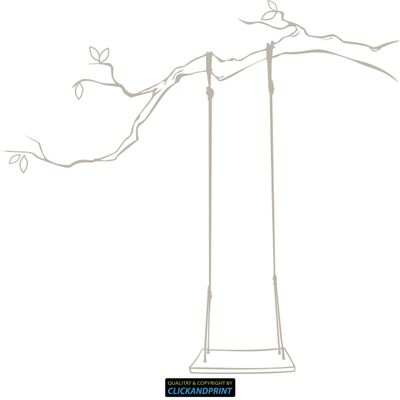 CLICKANDPRINT Swing on a Branch Wall Decal, 100 x 93.2 cm, Sand Gray