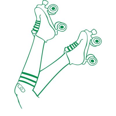 CLICKANDPRINT Rollergirl Wall Decal, 130 x 97.8 cm, Light Green