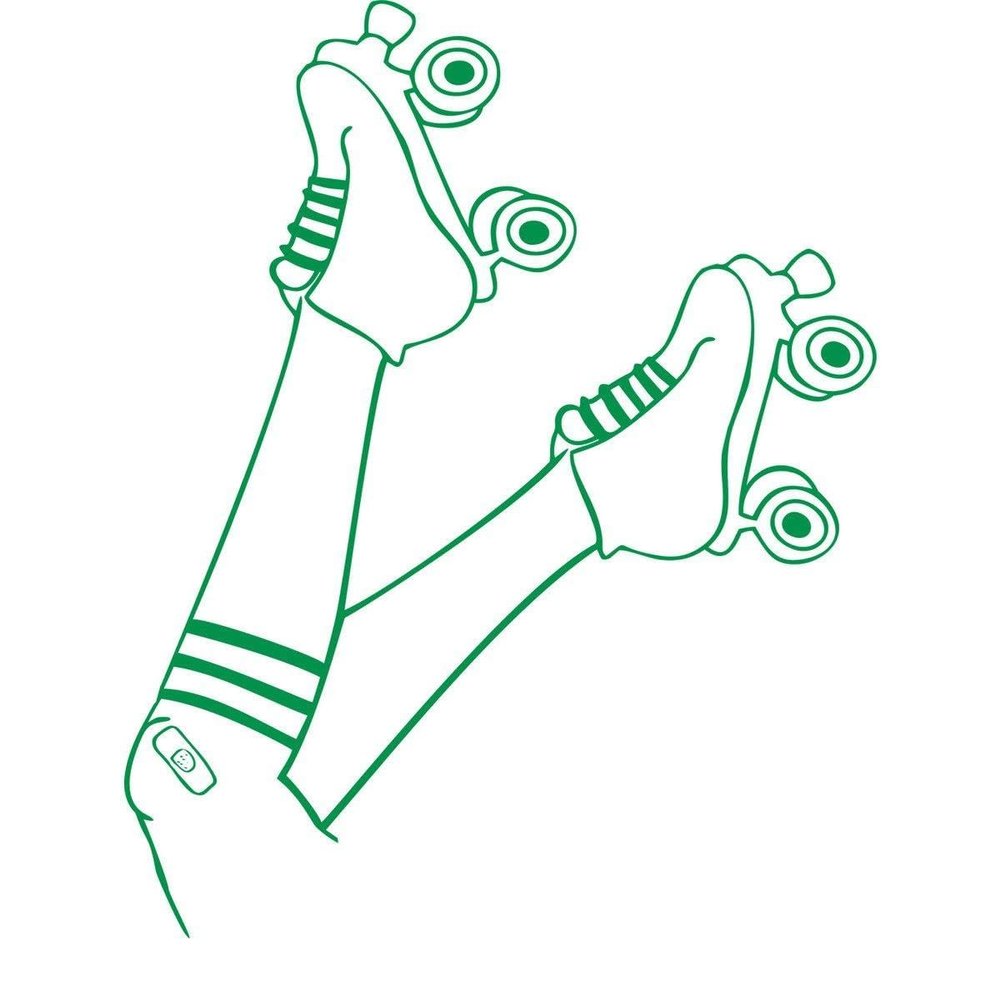 CLICKANDPRINT Rollergirl Wall Decal, 130 x 97.8 cm, Light Green