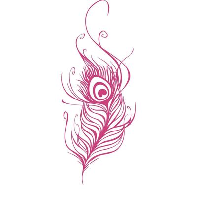 CLICKANDPRINT Peacock Feather Wall Decal, 190 x 72.2 cm, Pink