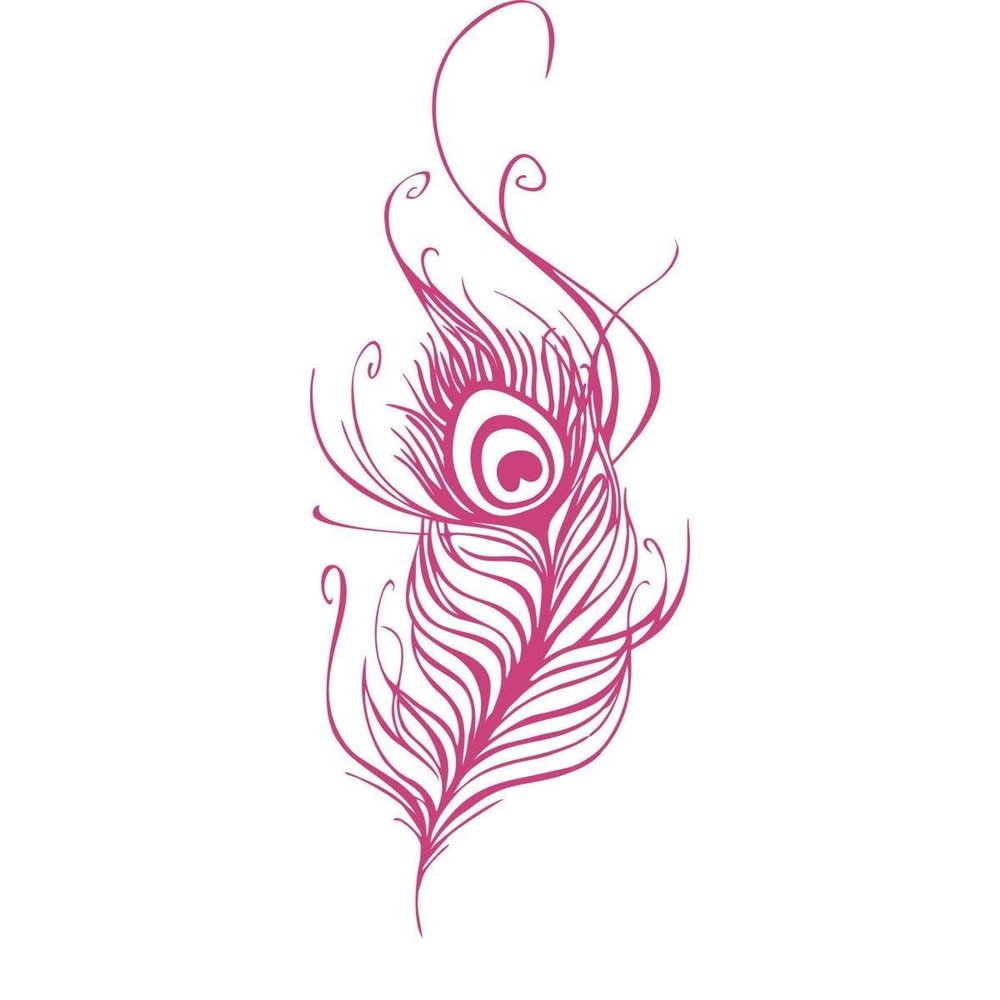 CLICKANDPRINT Peacock Feather Wall Decal, 190 x 72.2 cm, Pink