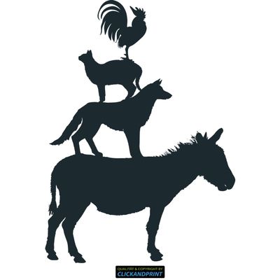 CLICKANDPRINT The Bremen Town Musicians Sticker, 70 x 47.6 cm, Metallic Jade
