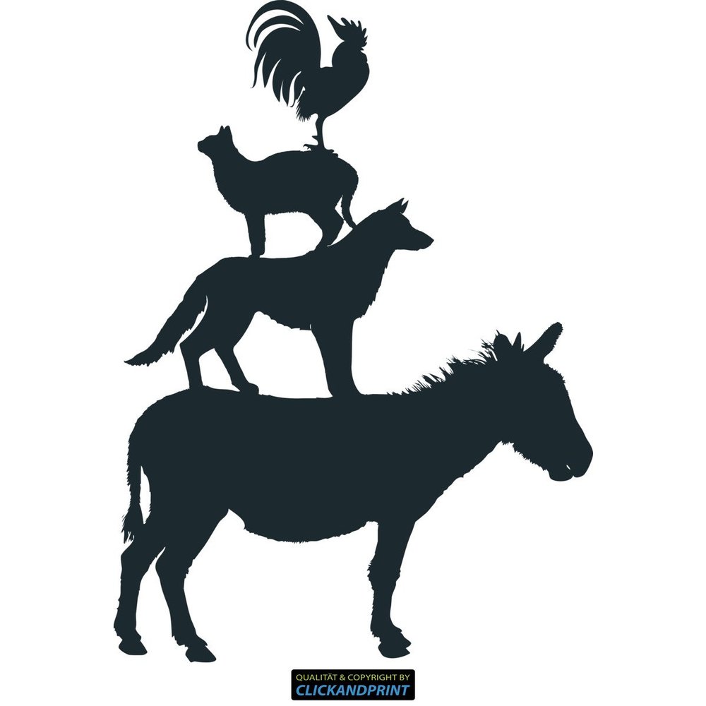 CLICKANDPRINT The Bremen Town Musicians Sticker, 70 x 47.6 cm, Metallic Jade