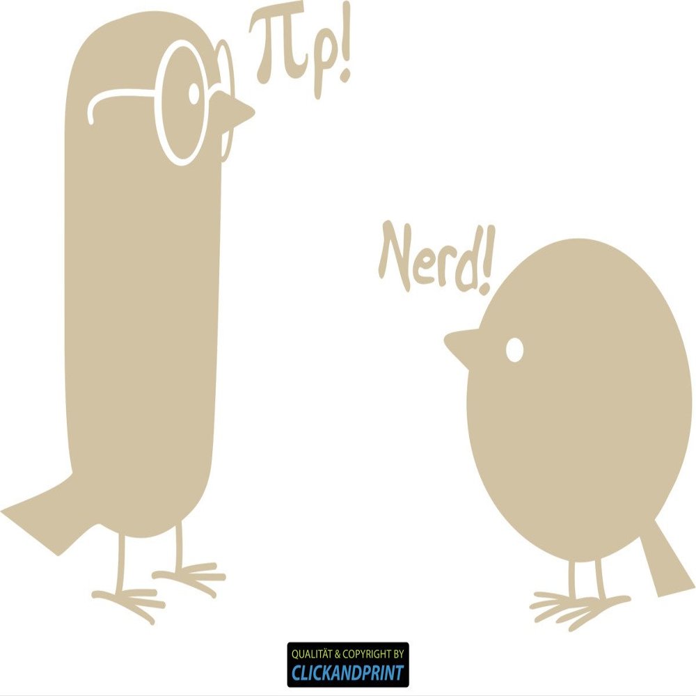 CLICKANDPRINT Nerd Bird Wall Decal, 80 x 52.1 cm, Beige