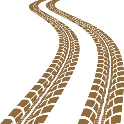 CLICKANDPRINT Tire Tracks Wall Decal, 170 x 113.3 cm, Copper