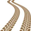 CLICKANDPRINT Tire Tracks Wall Decal, 170 x 113.3 cm, Copper view 1