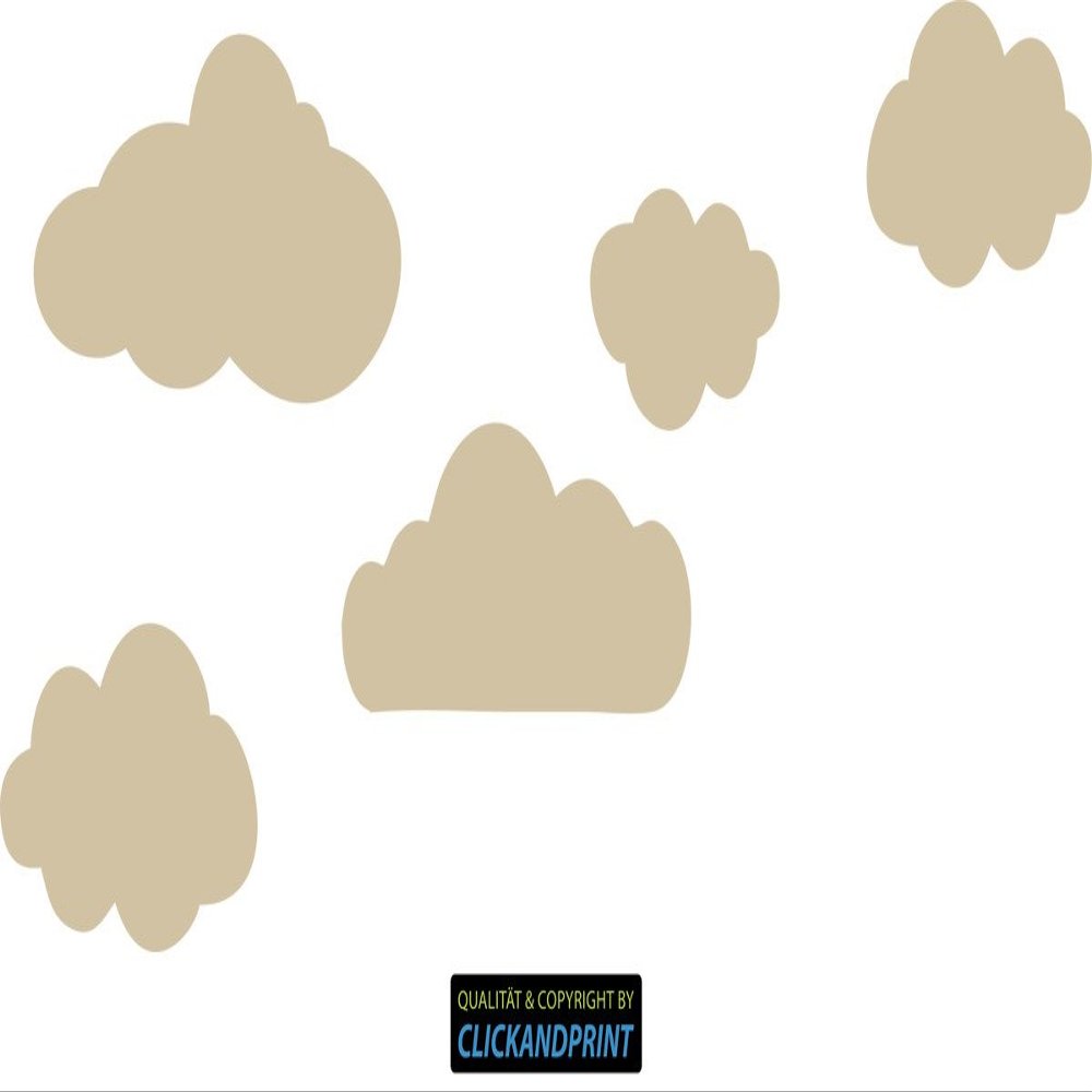 CLICKANDPRINT Over the Clouds Wall Sticker, 130 x 58.4 cm, Beige