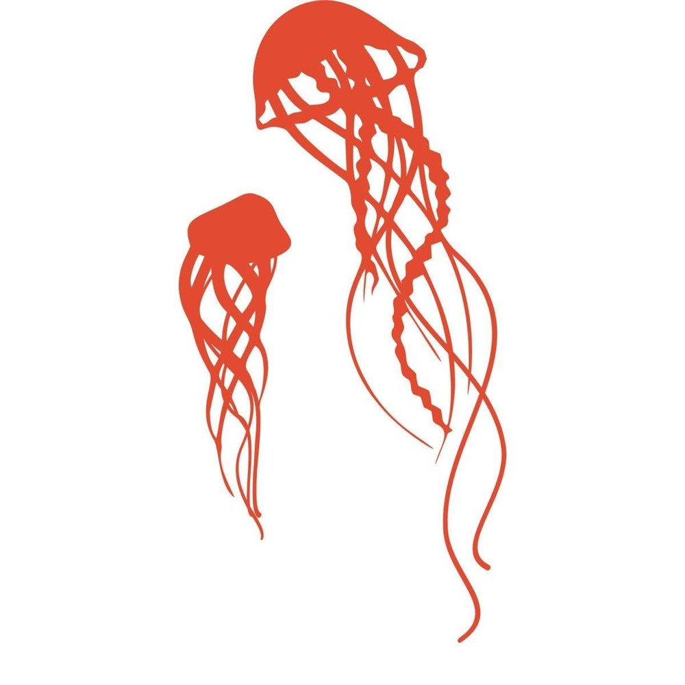 CLICKANDPRINT Jellyfish Wall Decal, 180 x 86 cm, Orange-Red