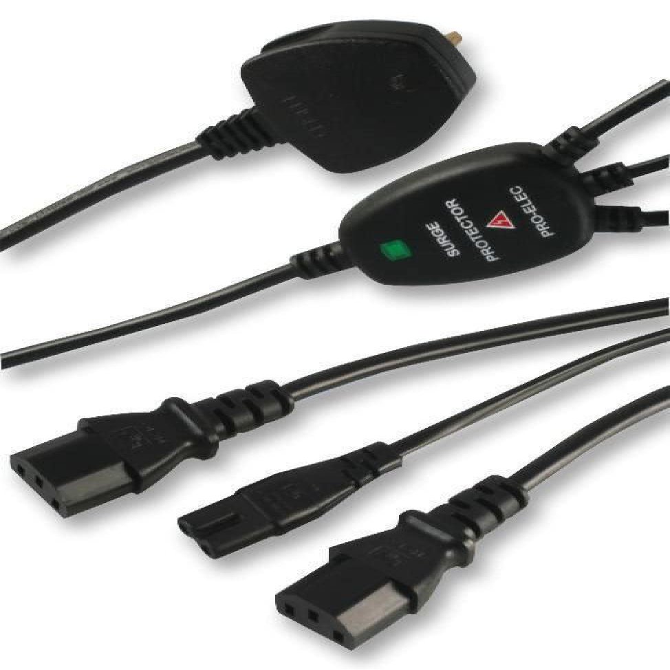 Pro Elec 2 x IEC + Figure-8 Power Lead with Surge Protection
