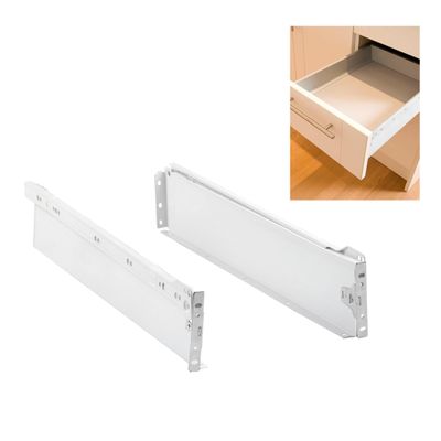 Amig Set of 2 Mod. 30 Metal Drawer Slides with Rollers, White Steel, 86 x 400 mm