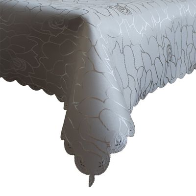 Anka Textil Damask Tablecloth 160 x 360 cm Jacquard Oval Silver (Beige)
