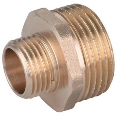 Straight Reducing Nipple, Male-to-Male, Yellow Brass, IBP, 2-1/2 in x 2 in