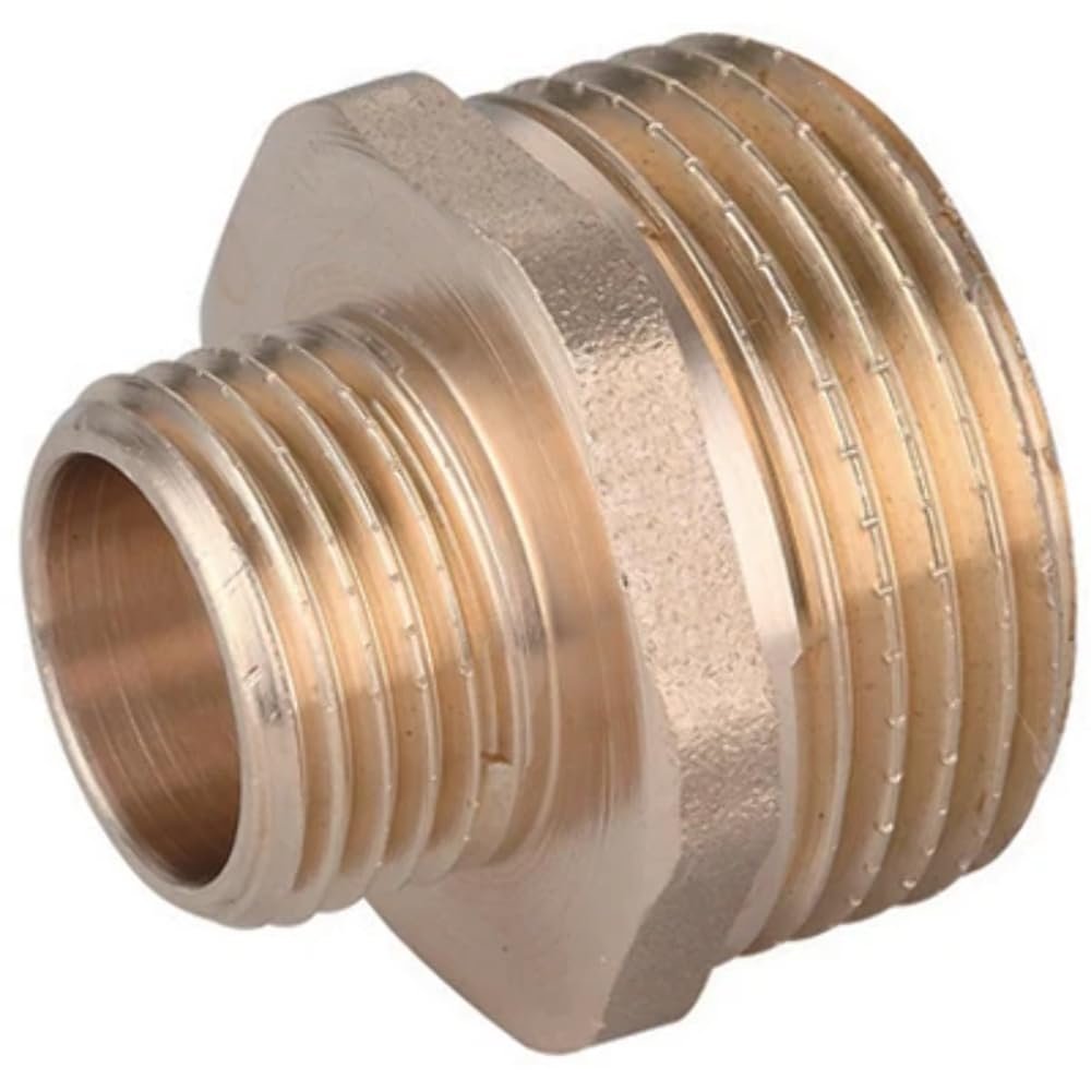 Straight Reducing Nipple, Male-to-Male, Yellow Brass, IBP, 2-1/2 in x 2 in