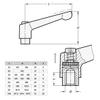 Ganter Standard Elements | Adjustable Clamping Levers with Threaded Bushing - GN 300-45-M6-SW | Burnished Steel Bushing | Black, Plastic-Coated Zinc Die-Cast Handle | 2 Pieces view 2