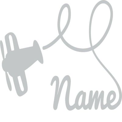 CLICKANDPRINT Airplane with Name Wall Decal, 30 x 19.1 cm, Light Gray