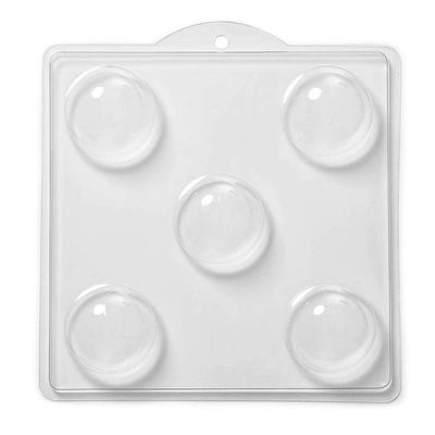World Of Moulds M136 Round Soap/Bath Bomb Mold, 5 Cavities, 6.3 cm, Set of 10