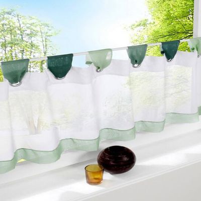SIMPVALE Cotton Linen Cafe Curtain, Green, 60 x 180 cm