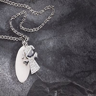 Baptism Jewelry in 925 Sterling Silver, 2-Piece Pendant with Girl Figure