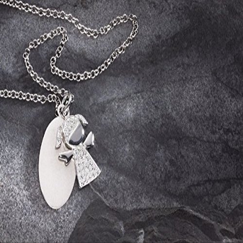 Baptism Jewelry in 925 Sterling Silver, 2-Piece Pendant with Girl Figure