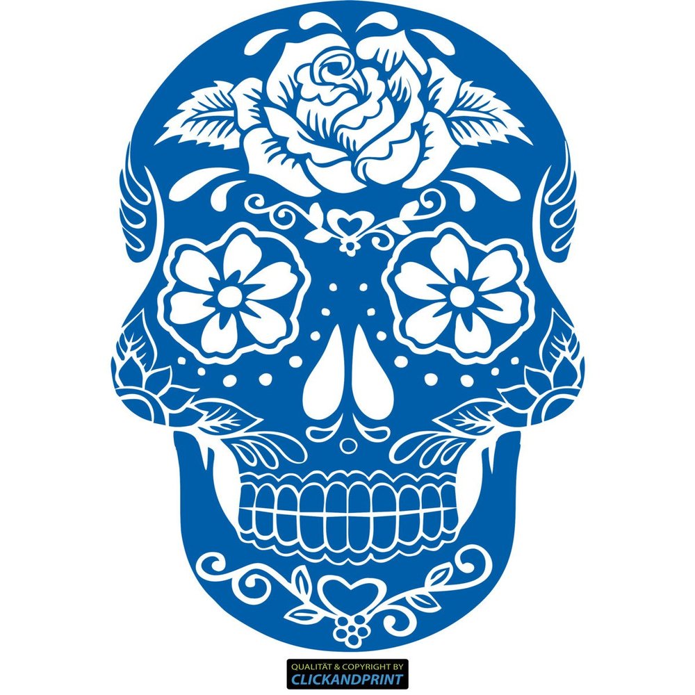 CLICKANDPRINT Calavera Catrina Skull Wall Decal, 120 x 81.9 cm, Gentian Blue